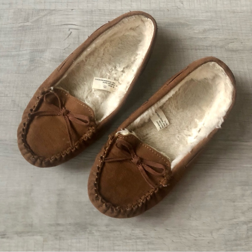 Cat & Jack Moccasin Girls Size 1 Celina Slippers Dark Chestnut